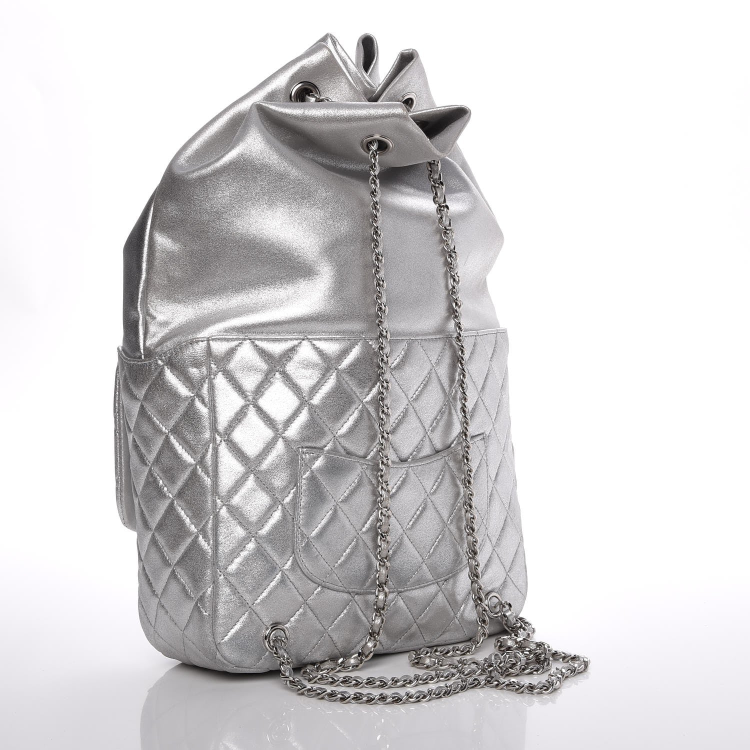 Chanel Metallic Lambskin Quilted Large In Seoul Backpack Silver 3 of 7