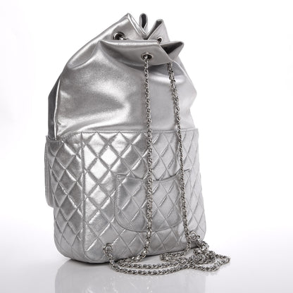 Chanel Metallic Lambskin Quilted Large In Seoul Backpack Silver 3 of 7