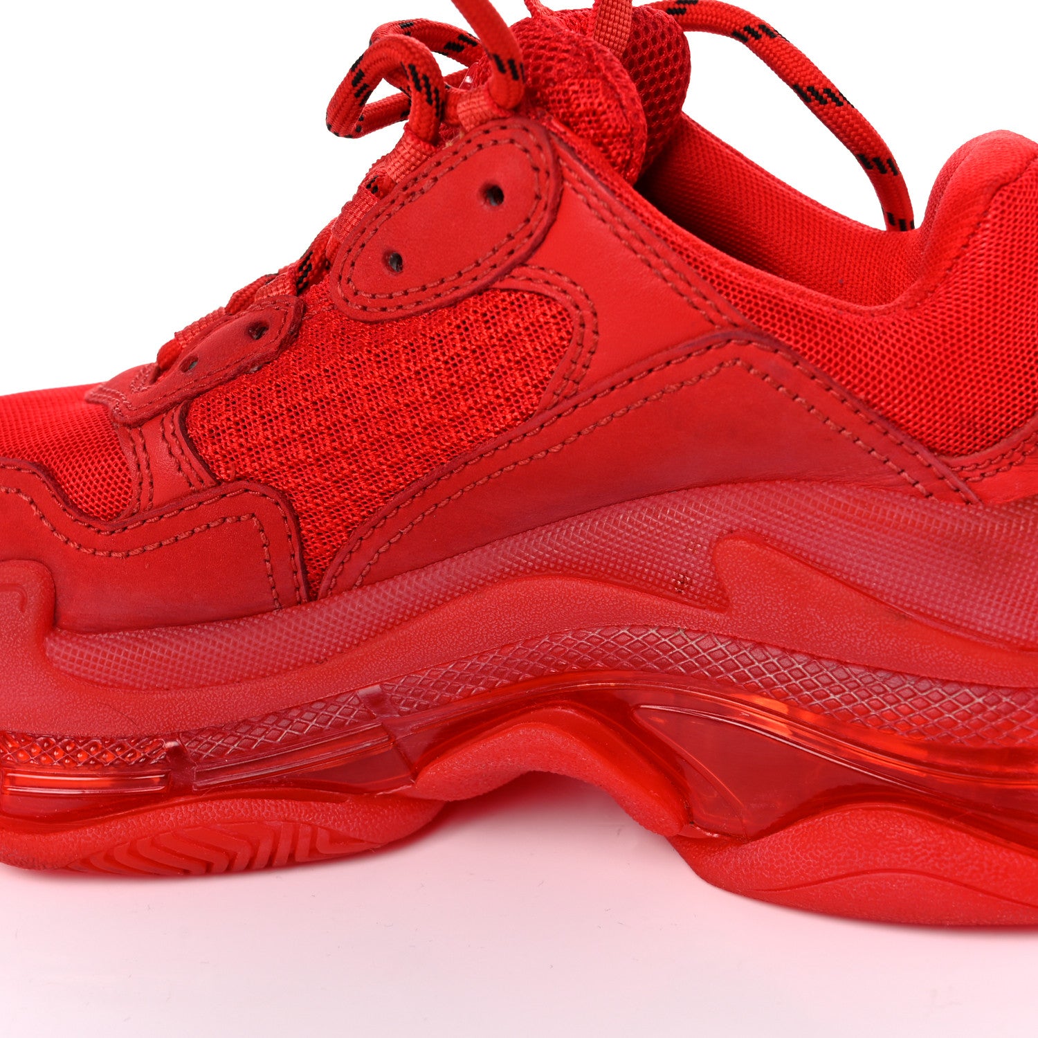 Balenciaga Fabric Mesh Clear Sole Womens Triple S Sneakers 37 Rouge Vif 10 of 17