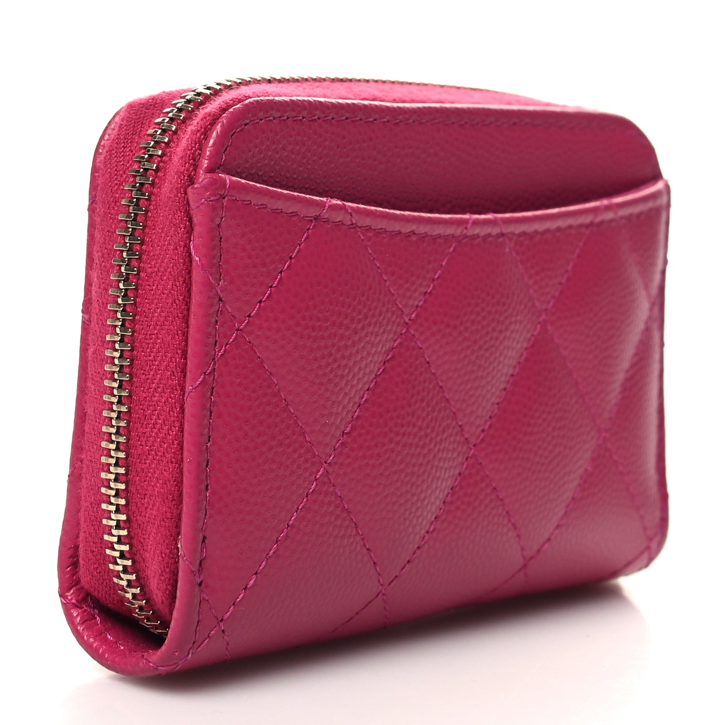 Caviar Quilted Zip Coin Purse Dark Pink