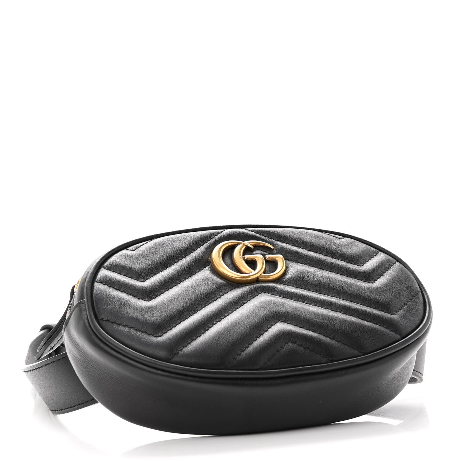 Gucci Calfskin Matelasse GG Marmont Belt Bag 85 34 Black 4 of 10