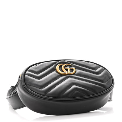 Gucci Calfskin Matelasse GG Marmont Belt Bag 85 34 Black 4 of 10