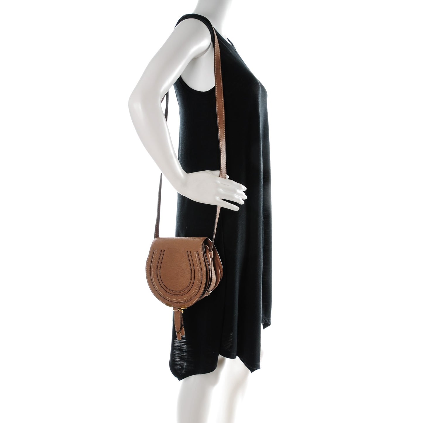 Calfskin Mini Marcie Round Crossbody Bag Nut