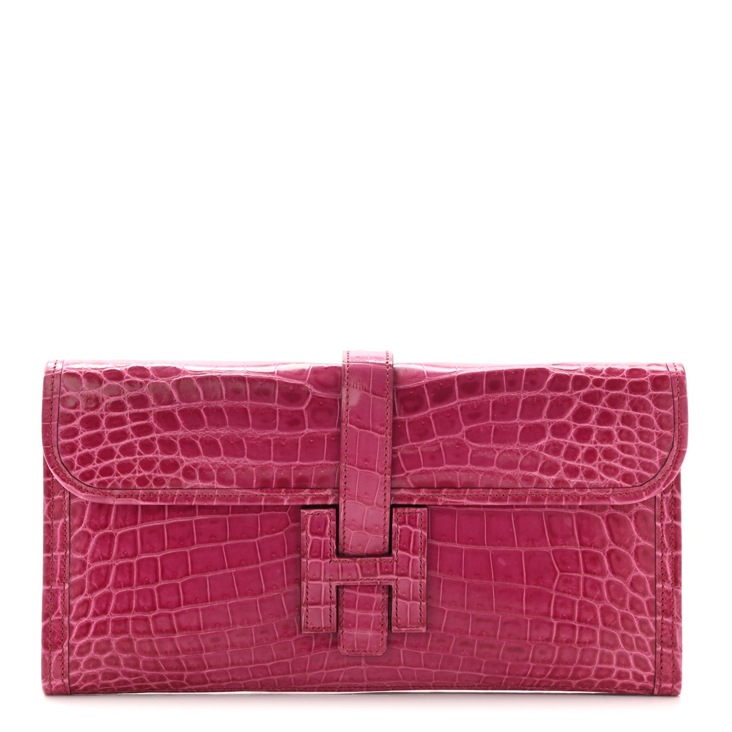Shiny Niloticus Crocodile Jige Elan 29 Clutch Rose Scheherazade