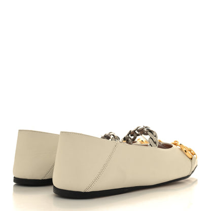 Gucci Nappa Lumiere Deva Horsebit Chain Embellished Flats 36.5 Dusty White 4 of 9
