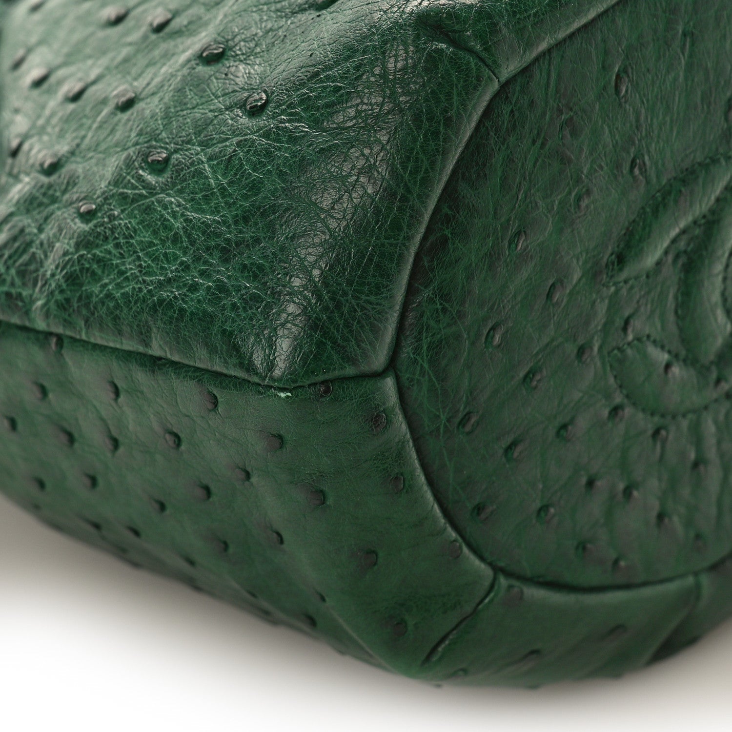 Chanel Ostrich Drawstring Pouch Bag Green 8 of 10