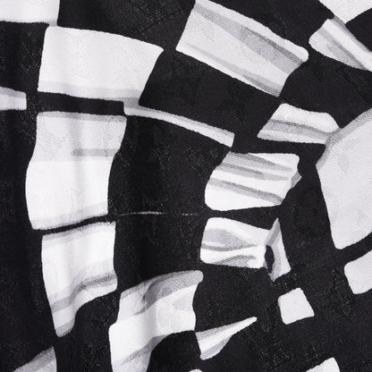 Louis Vuitton Silk Wool Graphic Flower Scarf Black 12 of 12