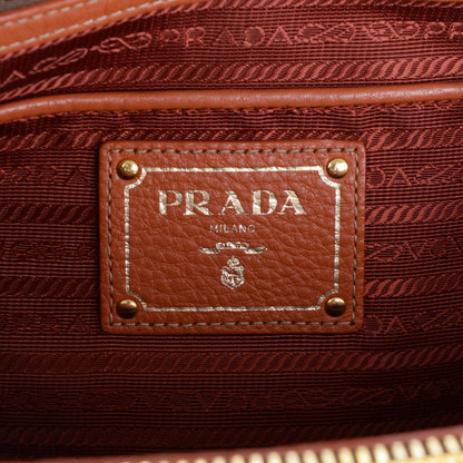 Prada Vitello Daino Large Double Zip Tote Rame 6 of 8