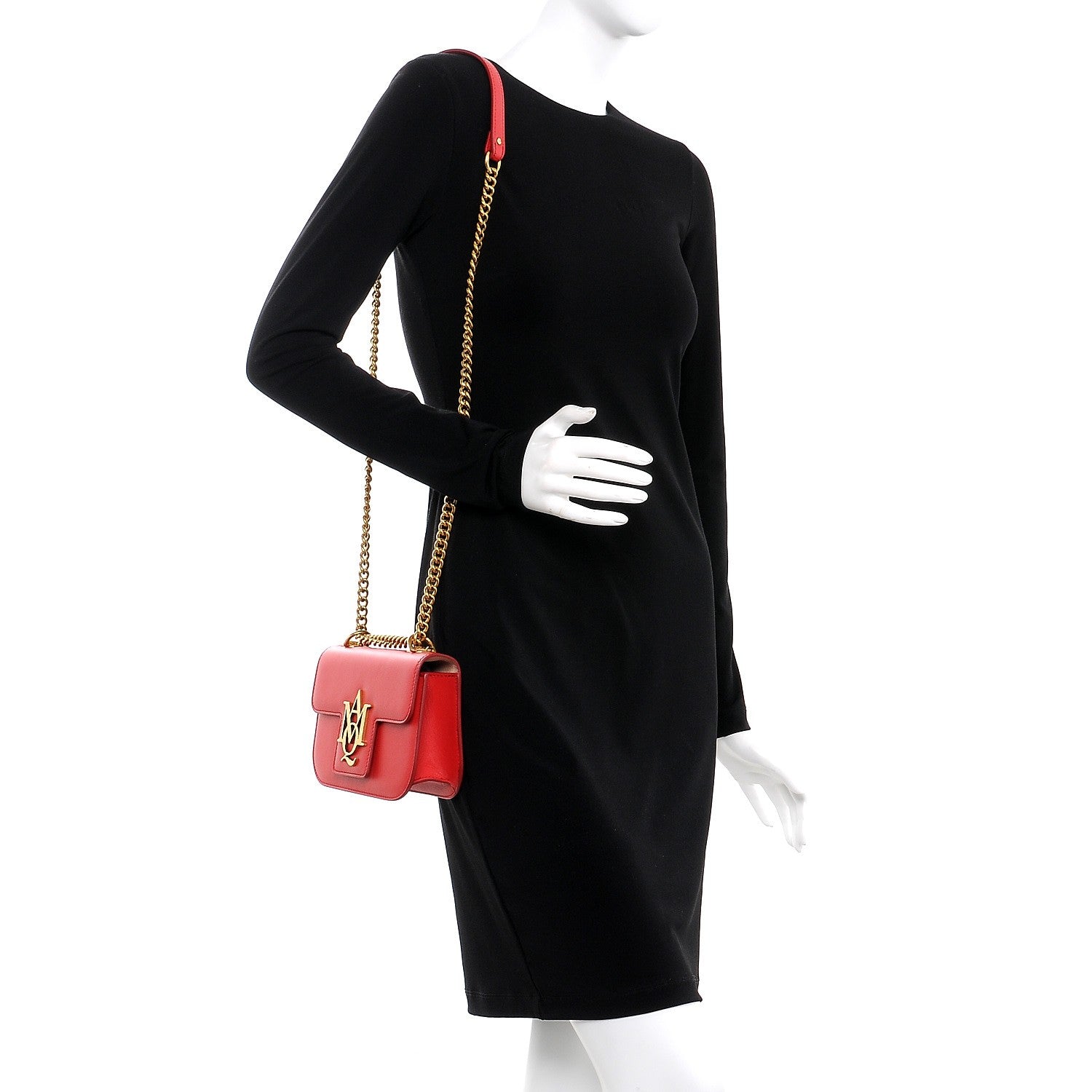 Alexander McQueen Calfskin Small Insignia Chain Flap Red 2 of 6