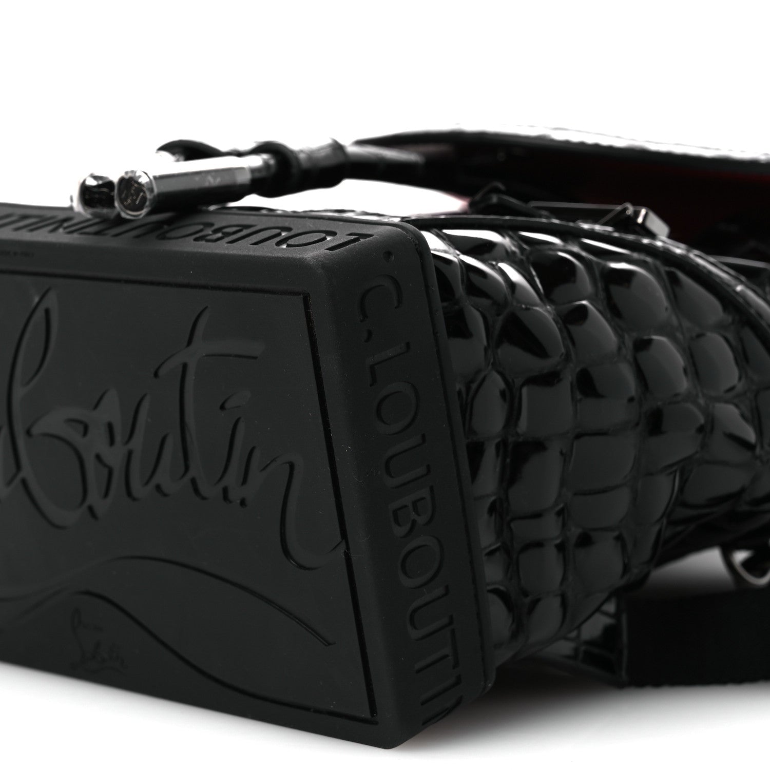 Christian Louboutin Calfskin Alligator Embossed Small Explorafunk Backpack Black 10 of 16