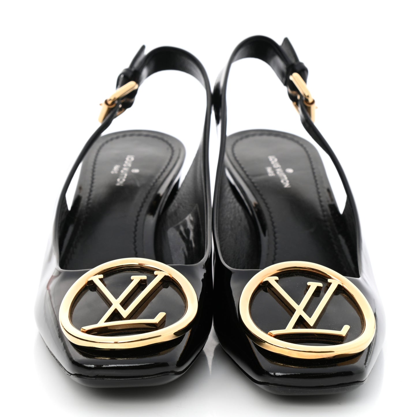 Patent Calfskin Madeleine Slingback Pumps 37 Black