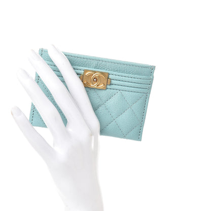 Chanel Caviar Quilted Boy Card Holder Light Blue 2 of 9