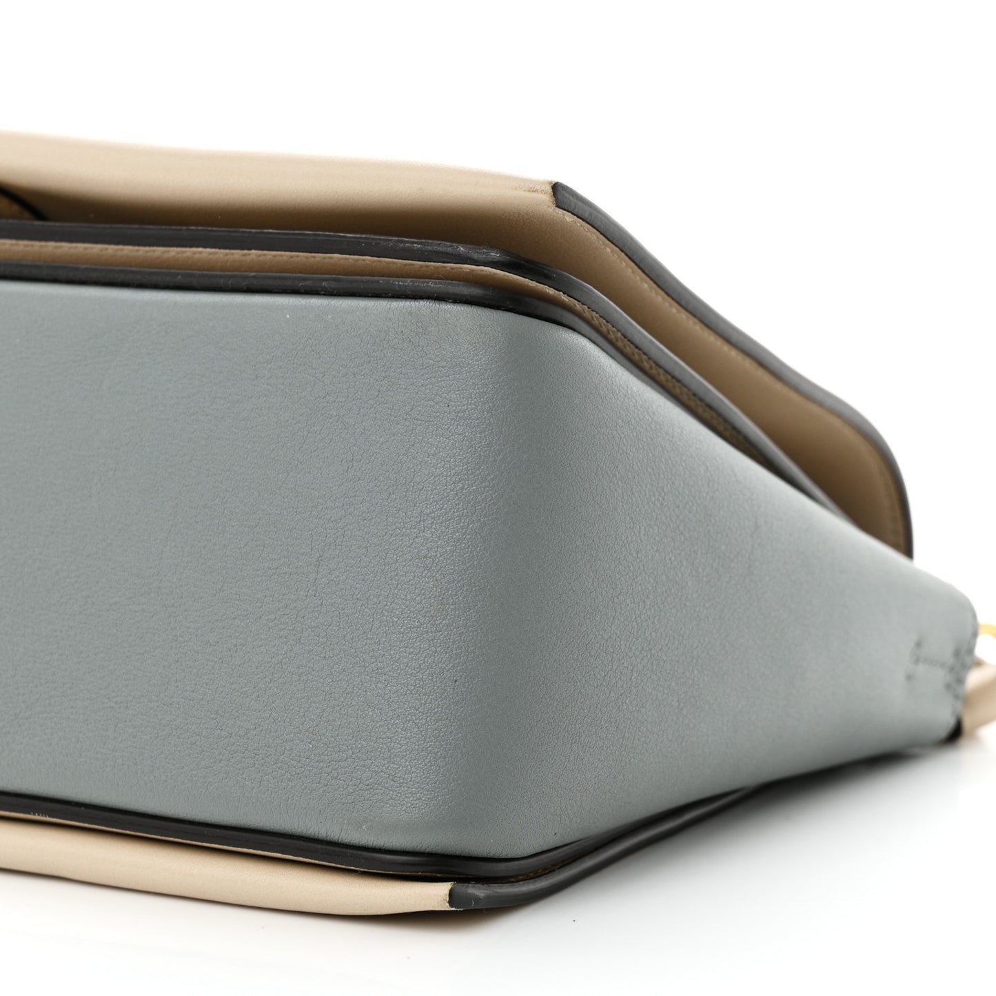 Shiny Smooth Calfskin Medium Frame Shoulder Bag Grege Storm