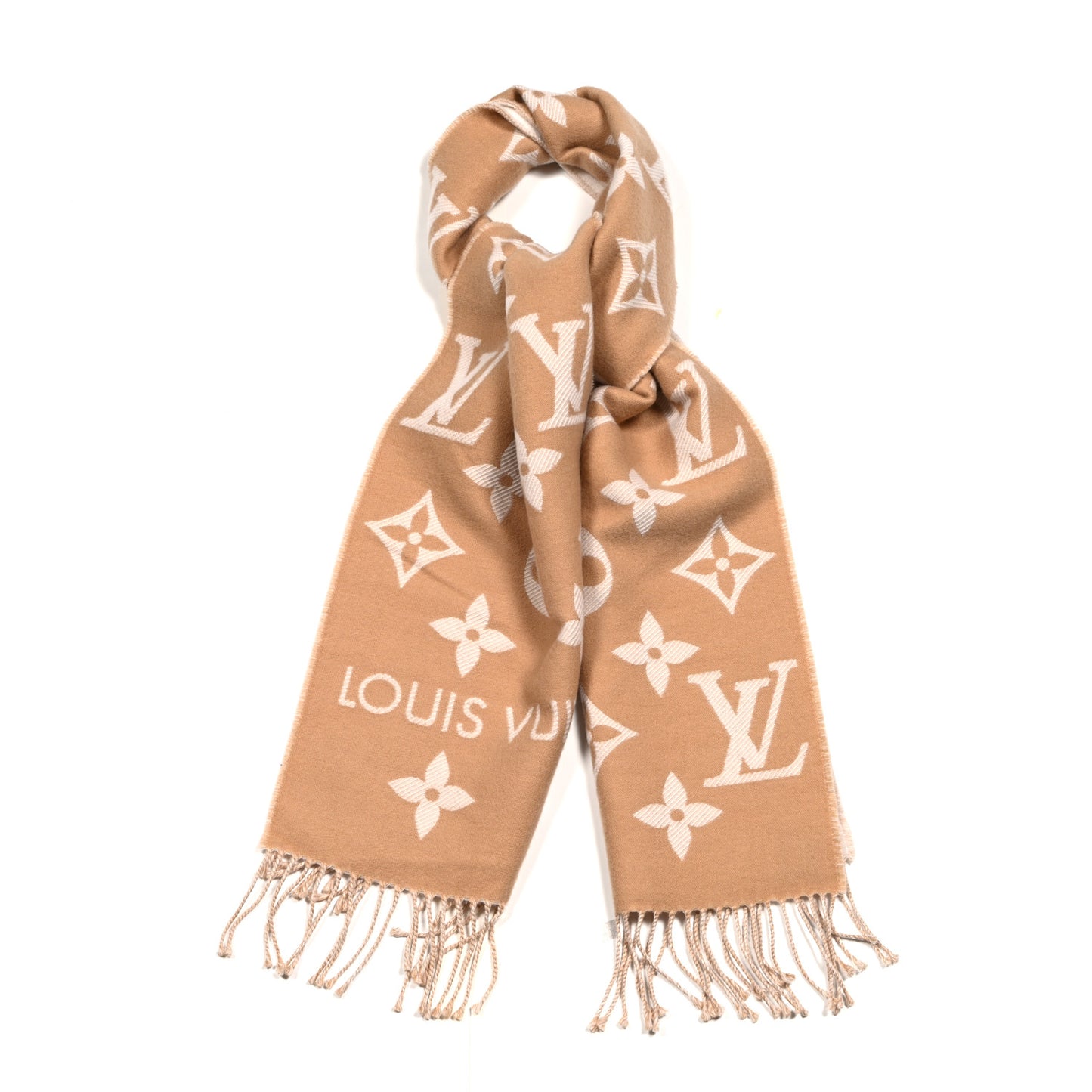Wool Monogram LV Essential Scarf Beige