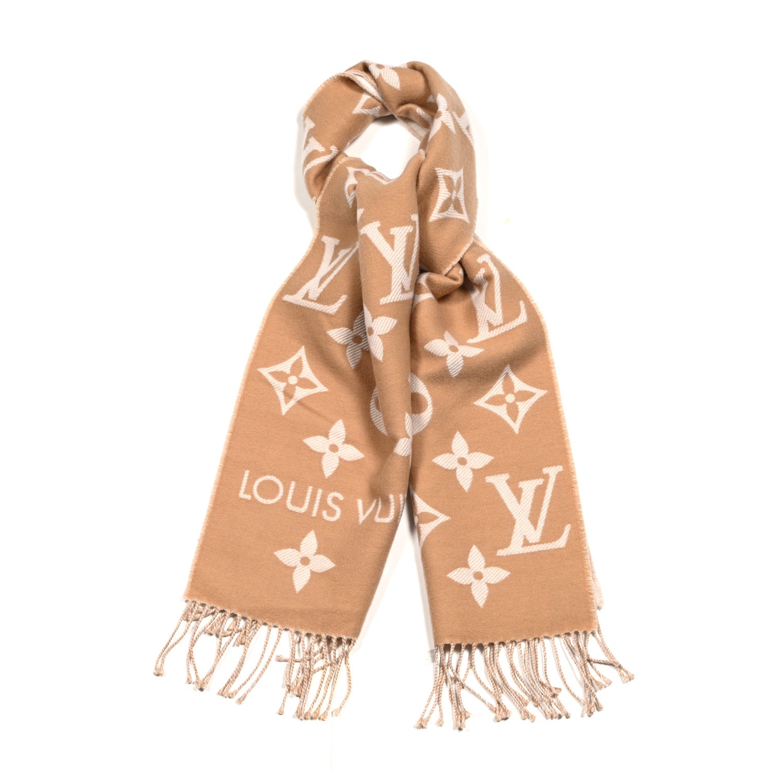 Louis Vuitton Wool Monogram LV Essential Scarf Beige 1 of 3
