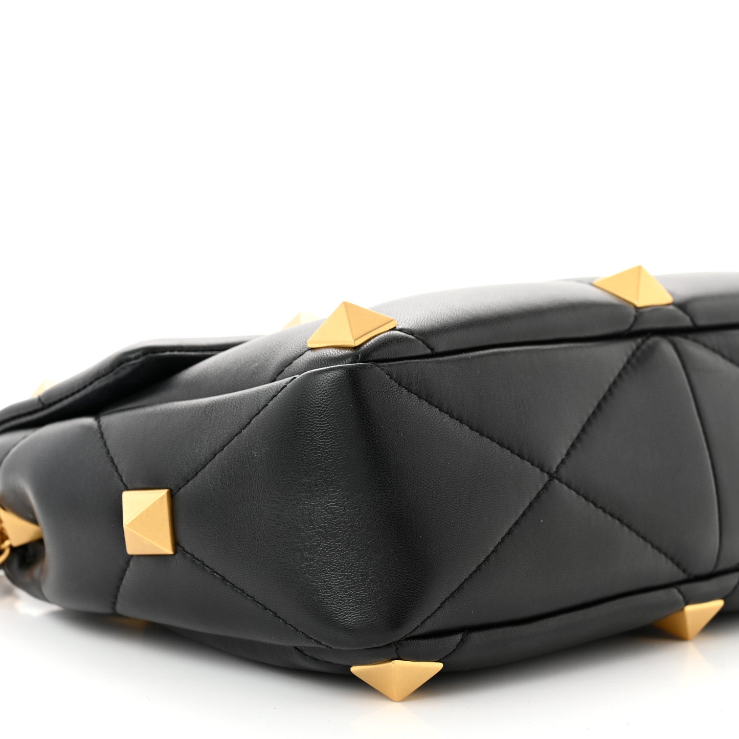 Nappa Large Roman Stud Shoulder Bag Black