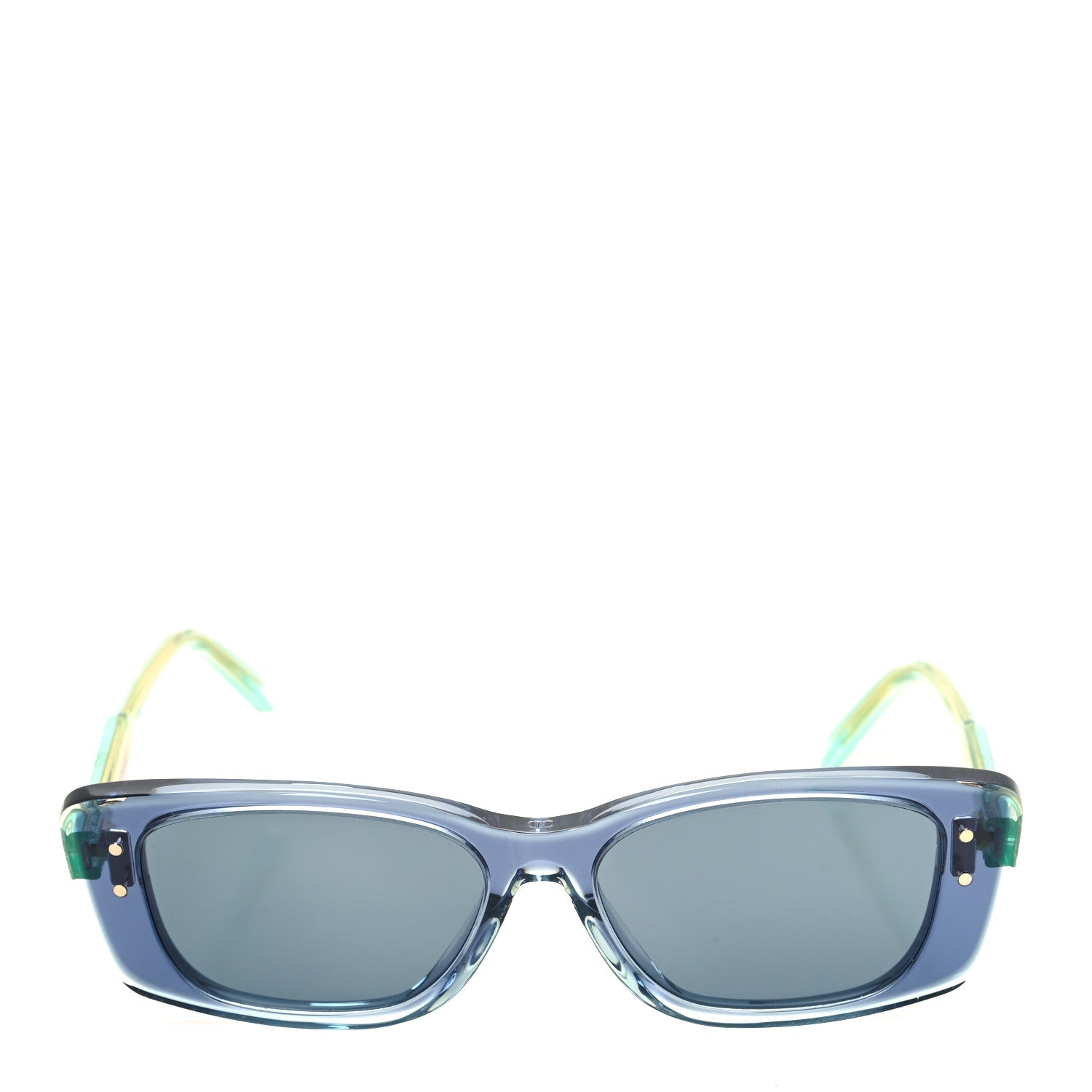 Christian Dior Acetate Cannage DiorHighlight S21F Square Sunglasses Transparent Blue Green 2 of 7