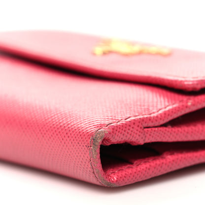 Prada Saffiano Tri Fold Compact Wallet Peonia 11 of 15