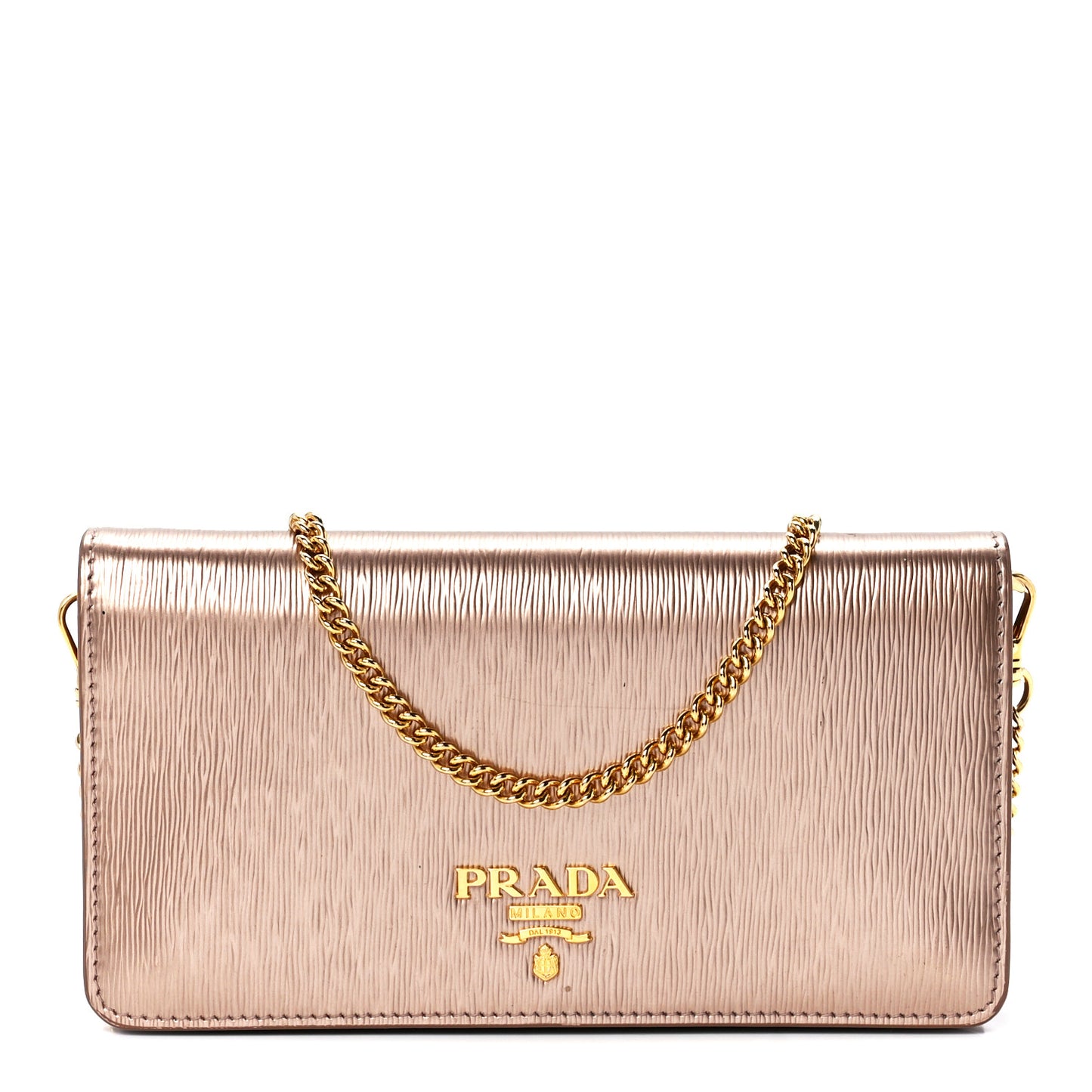 Metallic Vitello Move Oro Chain Wallet Cipria Mordore