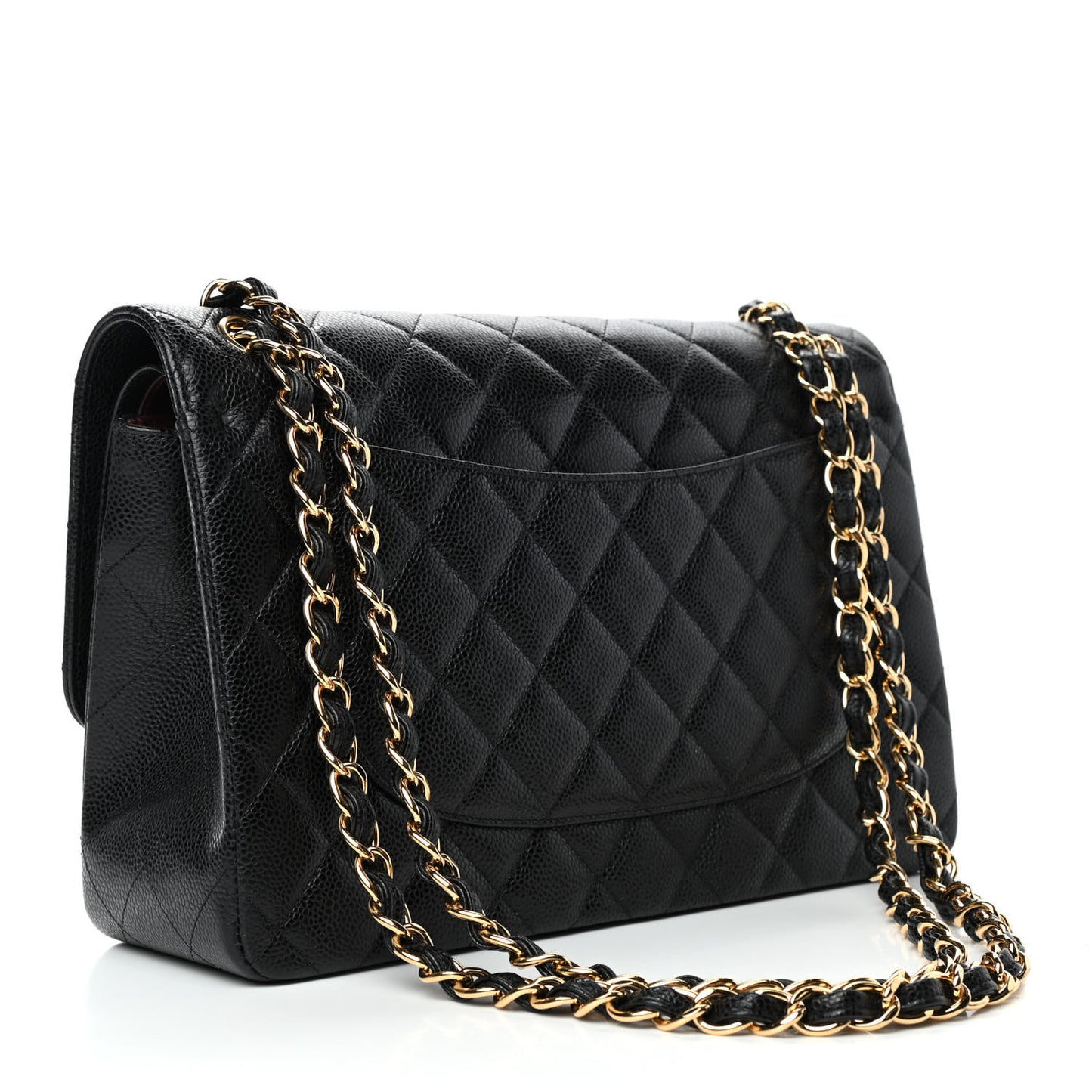 Caviar Quilted Jumbo Double Flap Black