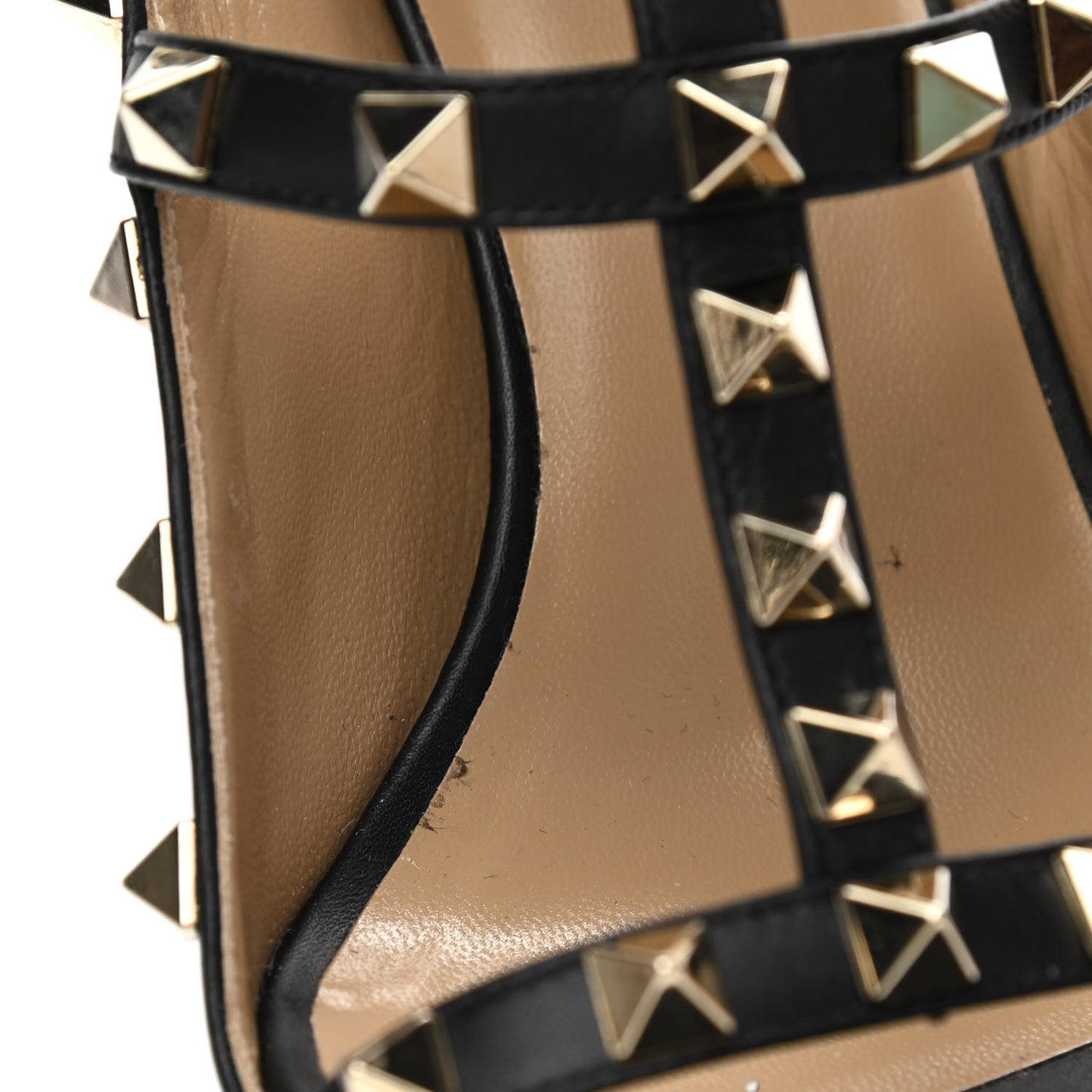 Pebbled Calfskin Rockstud Ankle Strap Open Toe 100mm Sandals 37 Black