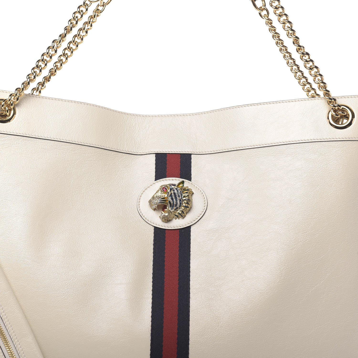 Gucci Calfskin Maxi Rajah Chain Tote White 10 of 10