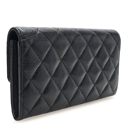 Chanel Caviar Quilted Large Gusset Flap Wallet Black 3 of 7