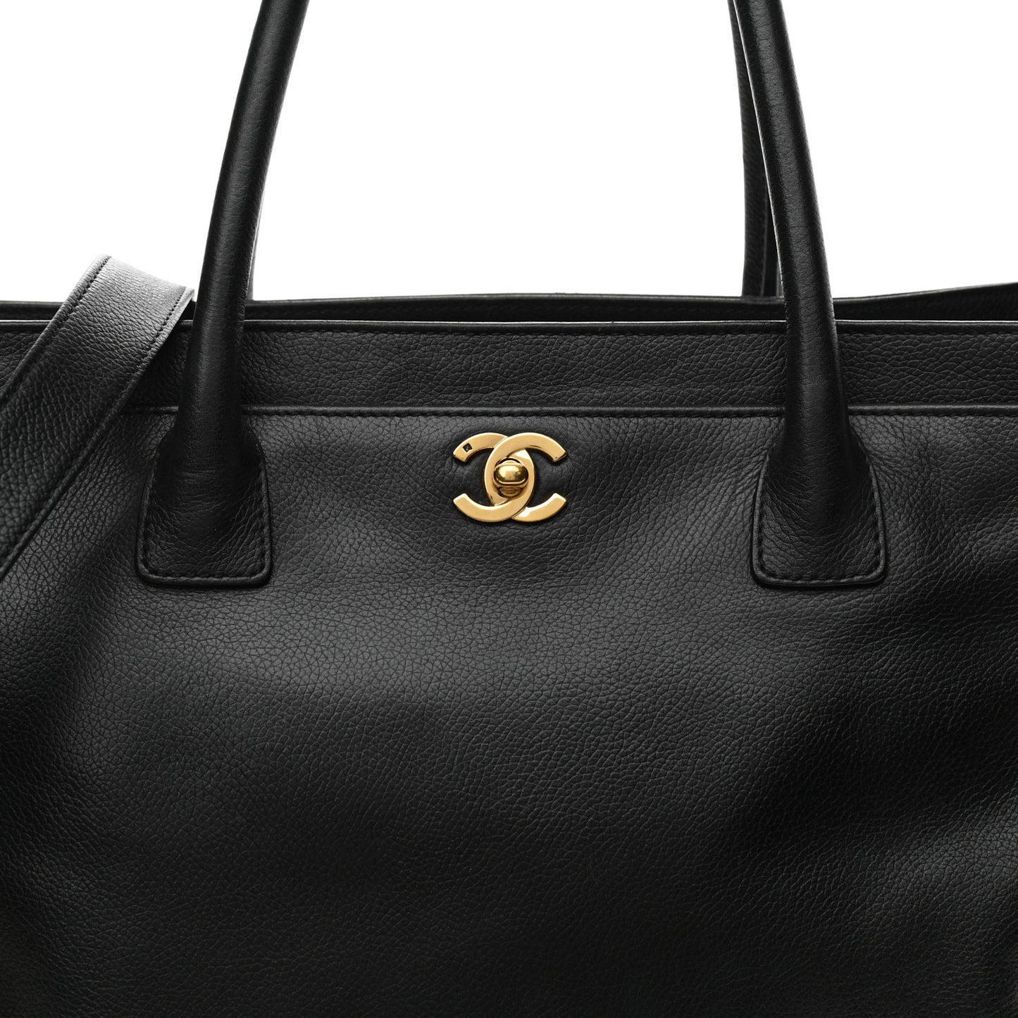 Calfskin Cerf Executive Shopper Tote Black
