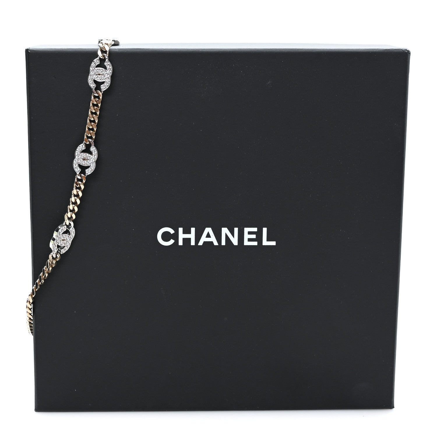 Chanel Crystal Chain CC Link Choker Gold Silver 5 of 5