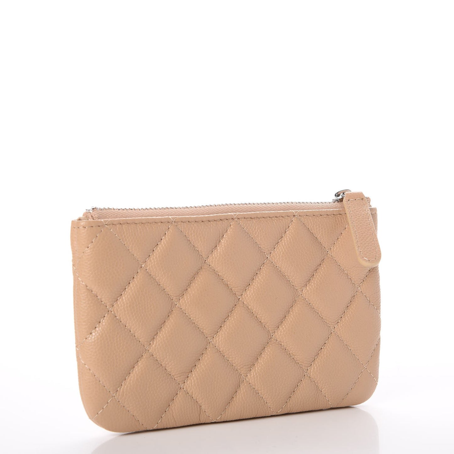 Caviar Quilted Small Cosmetic Case Beige