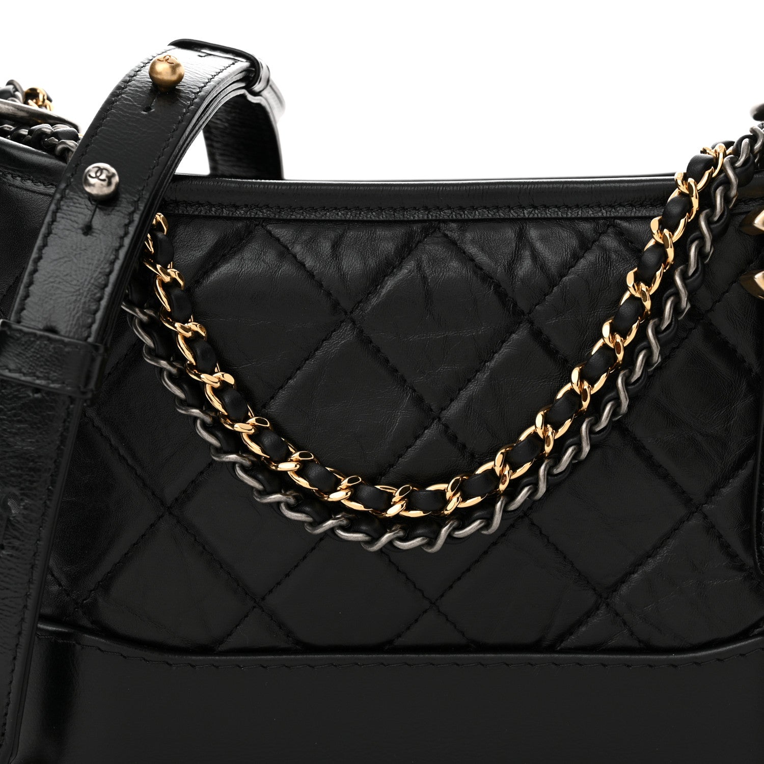 Chanel Aged Calfskin Quilted Small Gabrielle Hobo Black 8 of 10