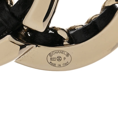 Chanel Lambskin Chain CC Drop Earrings Black Gold 4 of 4