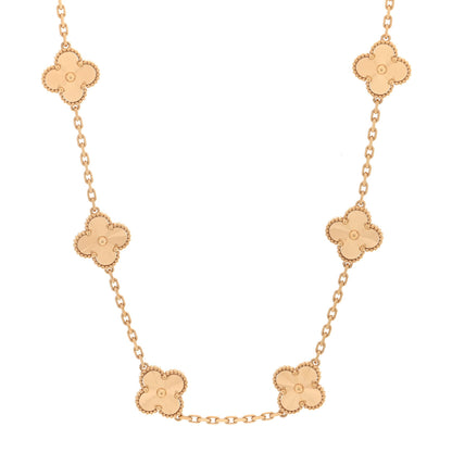 Van Cleef & Arpels 18K Yellow Gold 10 Motifs Guilloche Vintage Alhambra Necklace 1 of 5