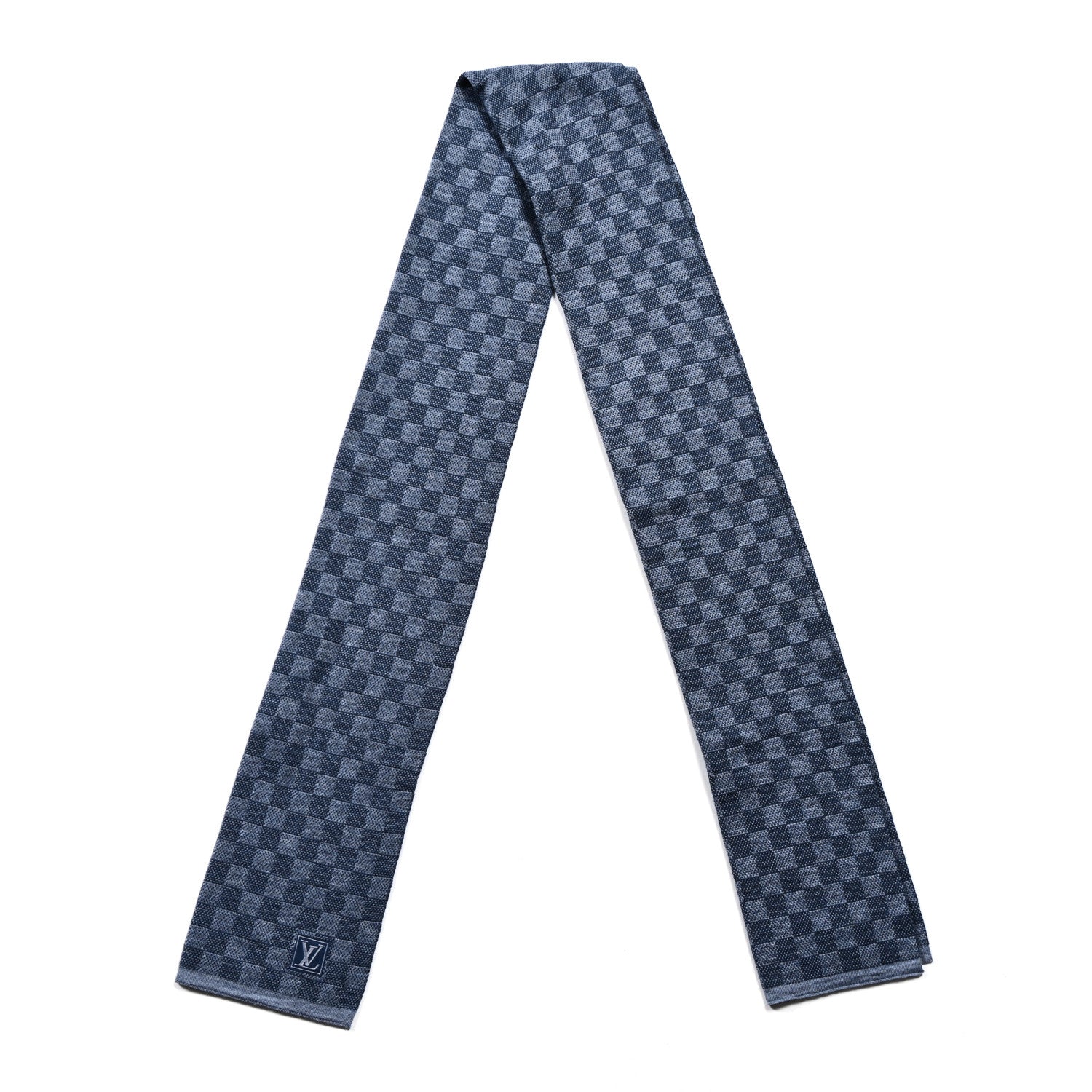 Louis Vuitton Wool Petit Damier Graphite Scarf Light Blue 2 of 3