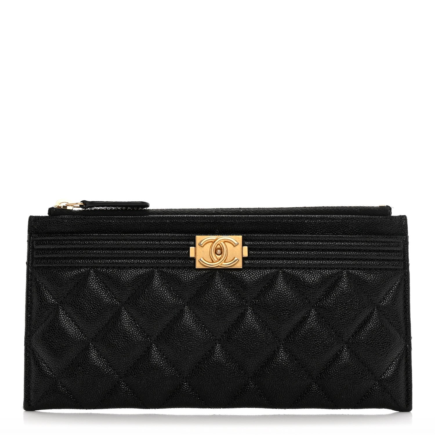 Chanel Caviar Quilted Classic Zip Boy Pouch Black 1 of 9