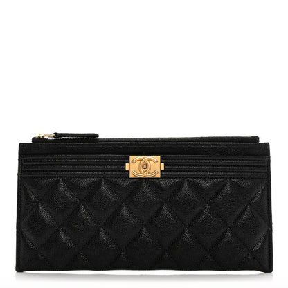 Chanel Caviar Quilted Classic Zip Boy Pouch Black 1 of 9