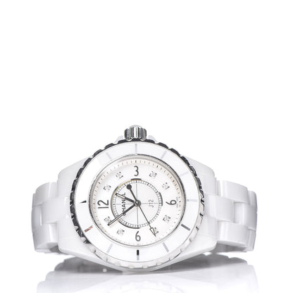 Chanel Stainless Steel Ceramic Diamond Mother of Pearl 33mm J12 Quartz Watch White 3 of 7