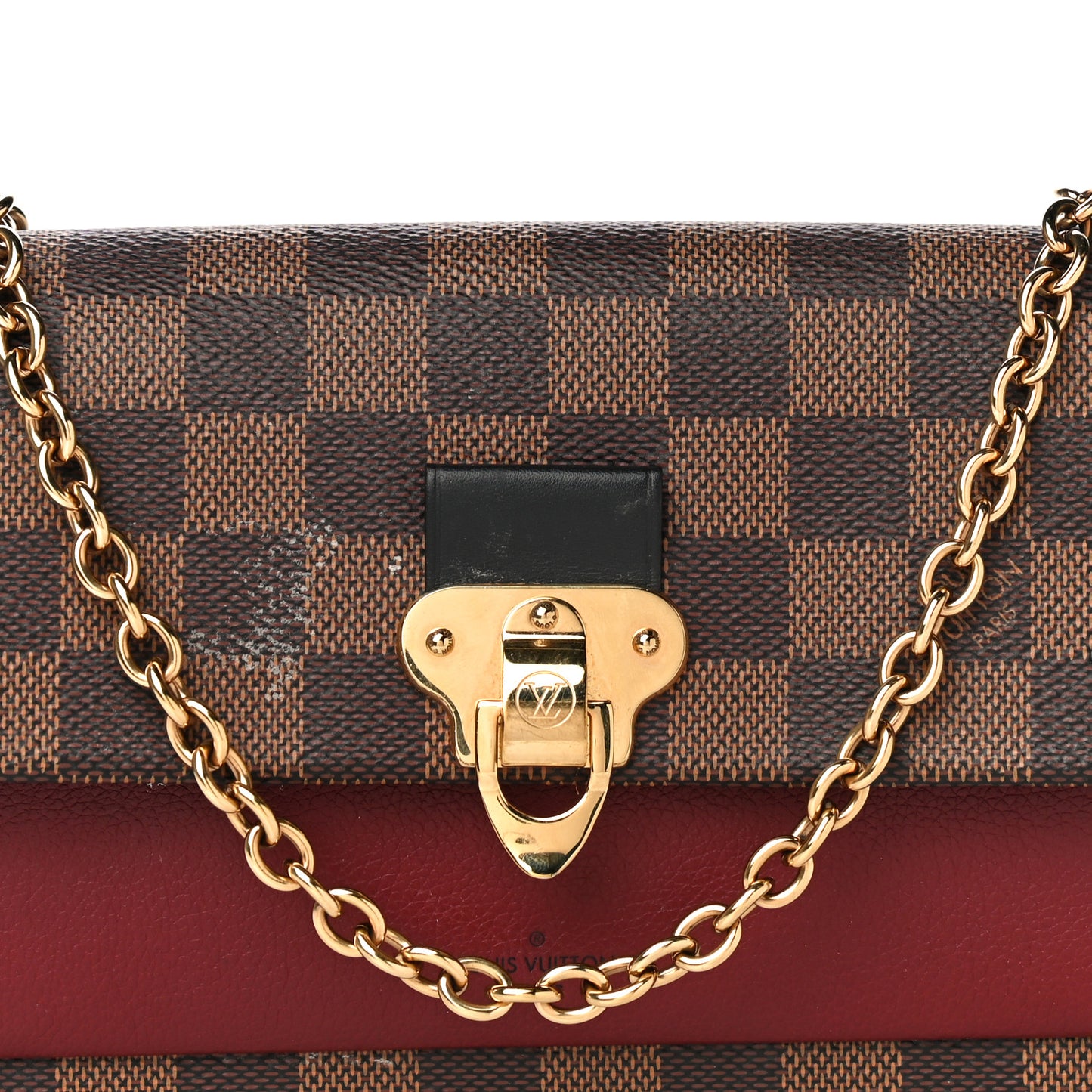 Damier Ebene Vavin Chain Wallet Red