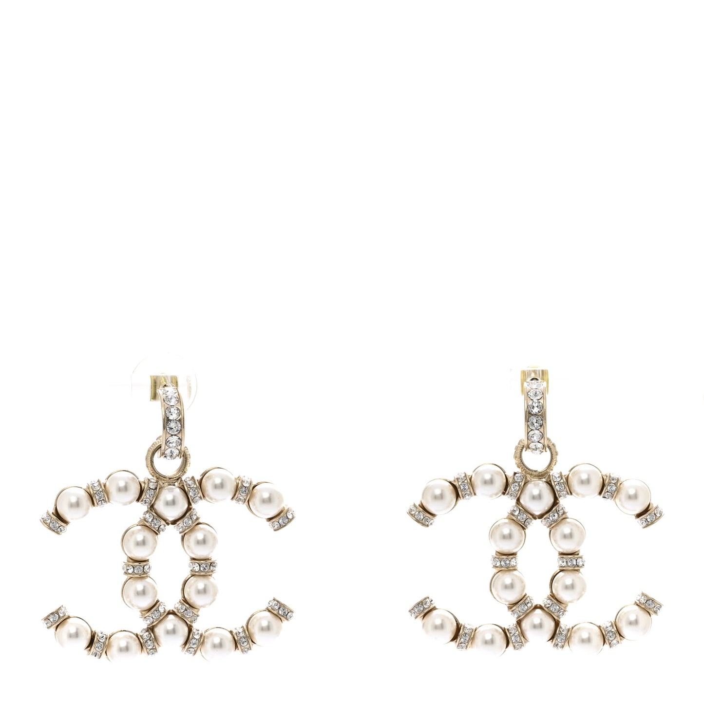 Pearl Crystal Nefertiti CC Drop Earrings Gold
