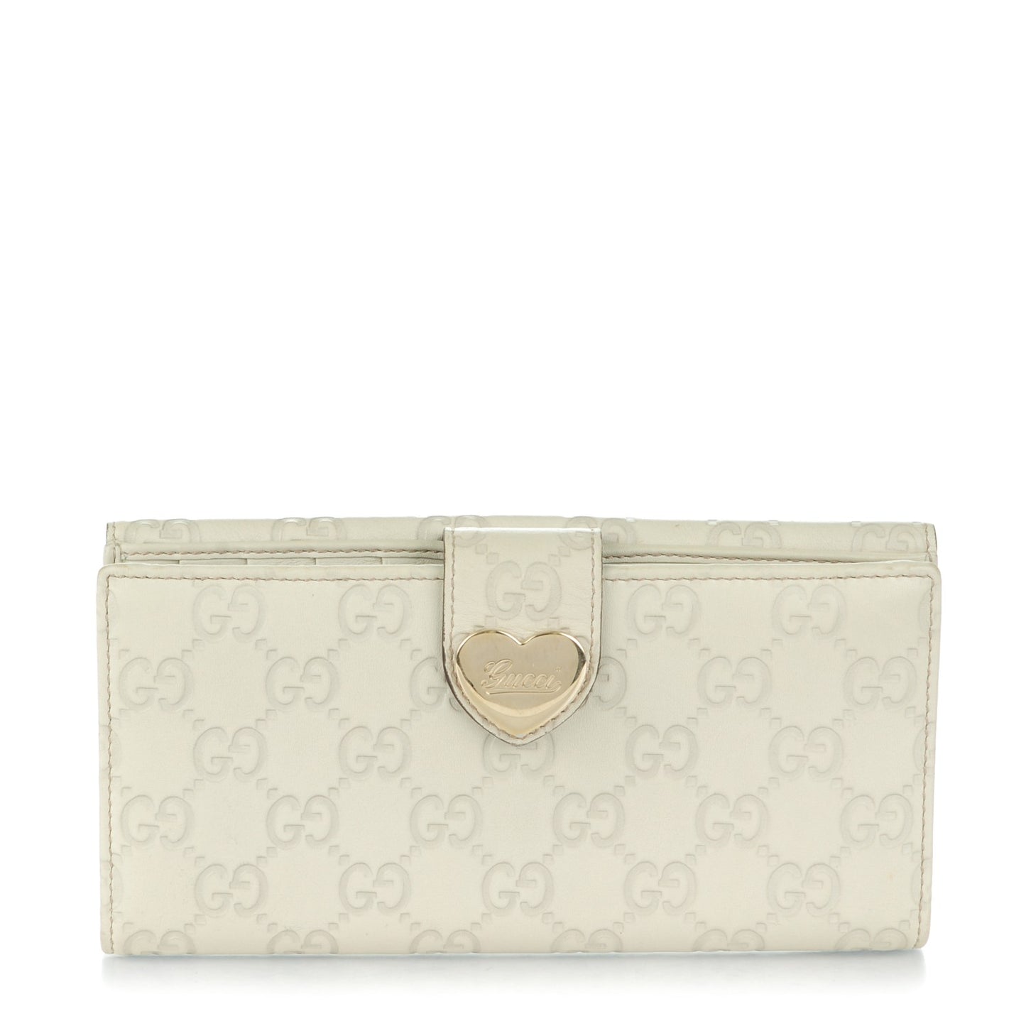 Guccissima Heart Continental Wallet Off White