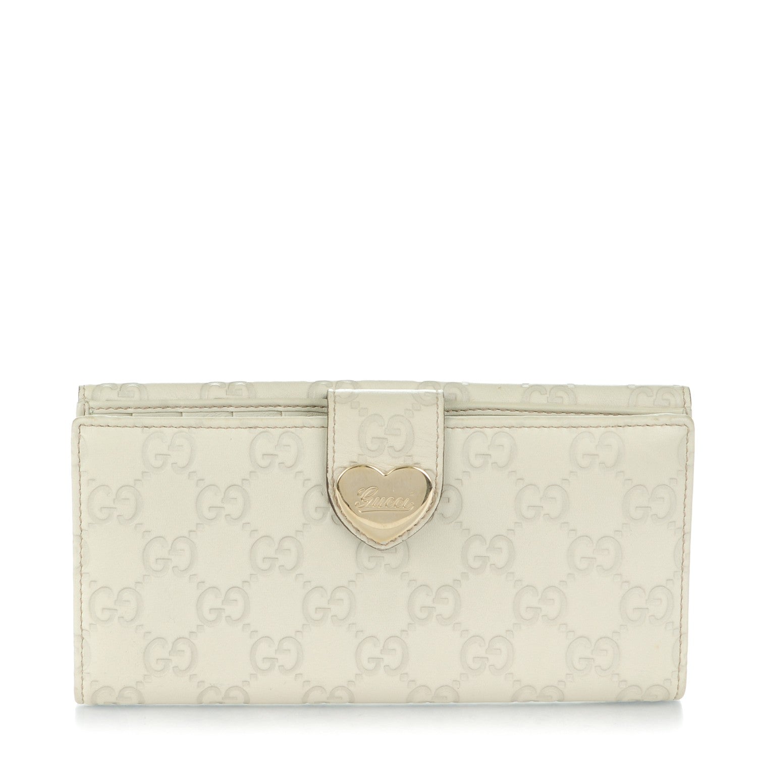 Gucci Guccissima Heart Continental Wallet Off White 1 of 8