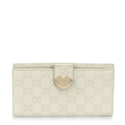 Gucci Guccissima Heart Continental Wallet Off White 1 of 8