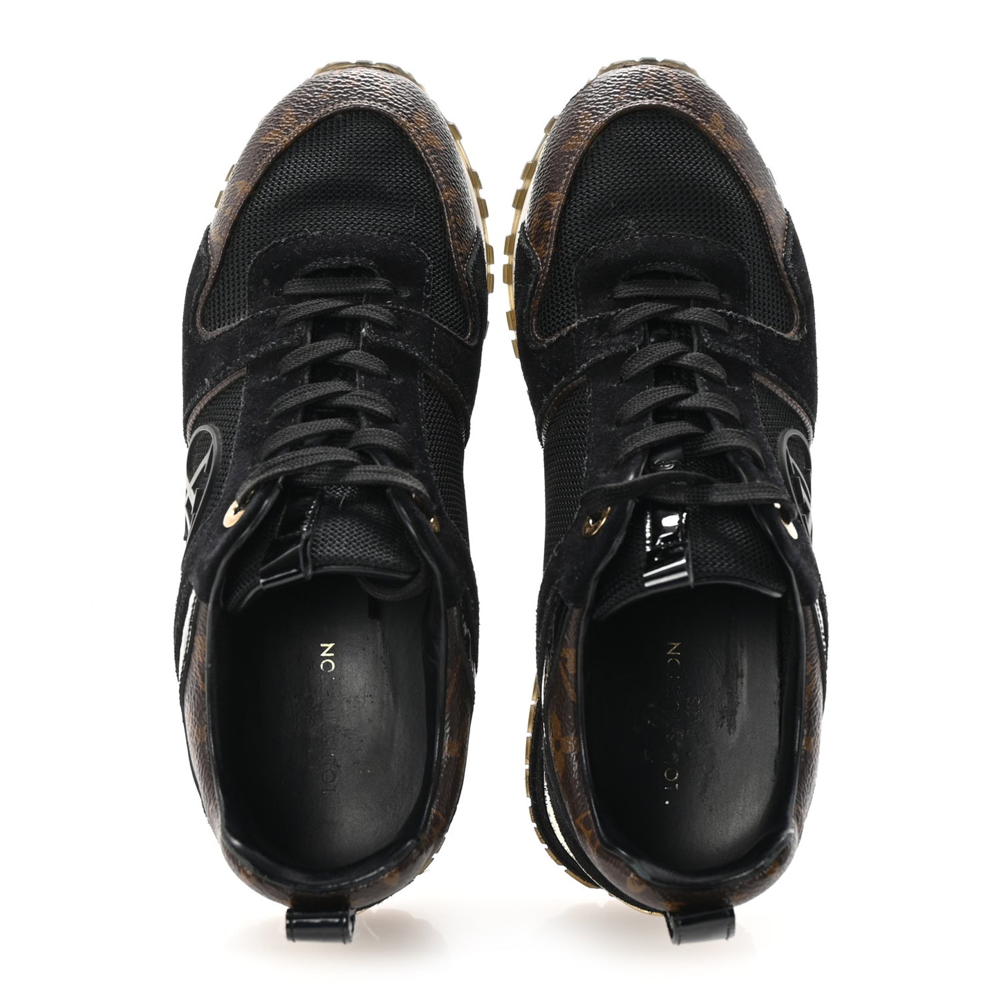 Suede Monogram Run Away Sneakers 36 Black