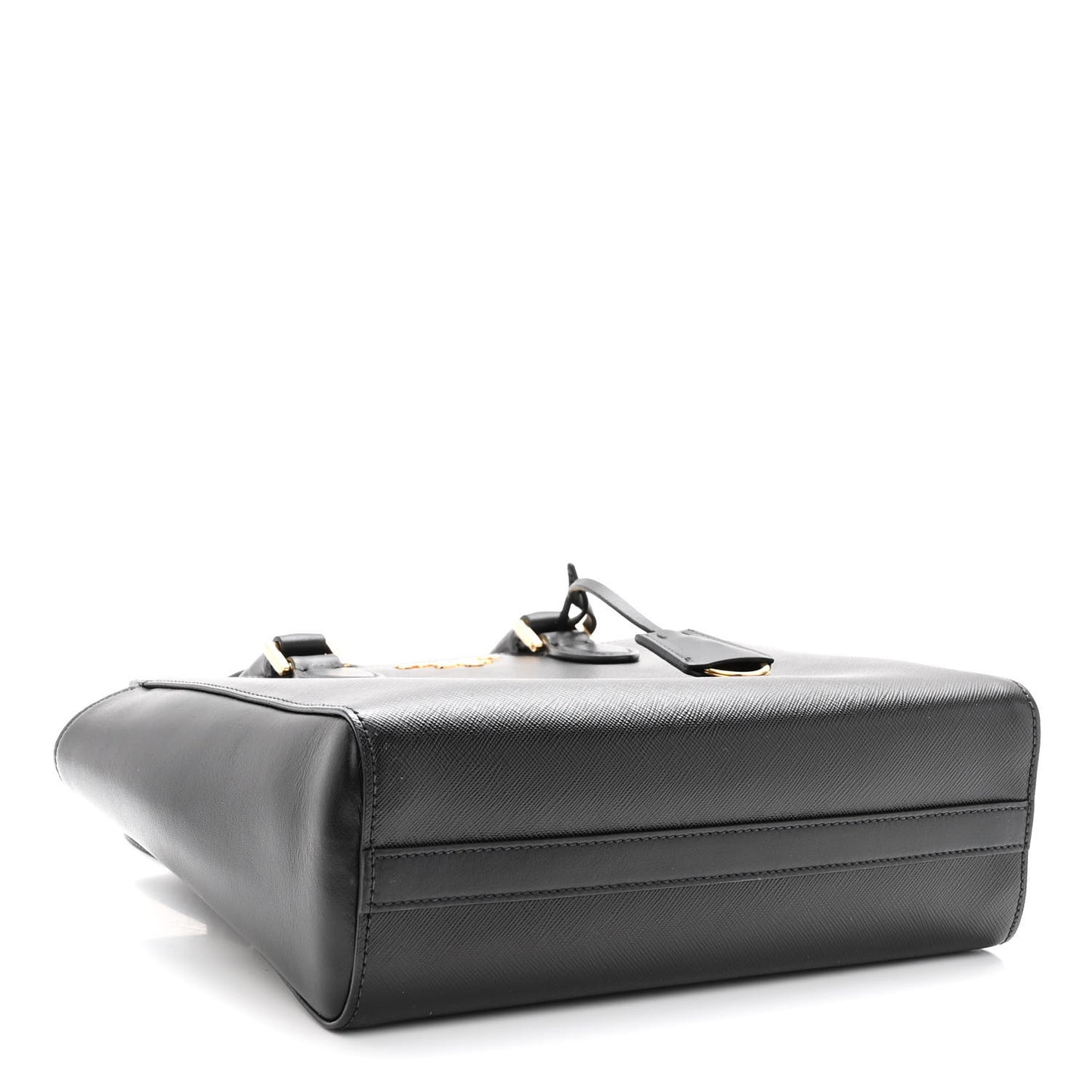 Saffiano Soft Calfskin Small Zippered Tote Black