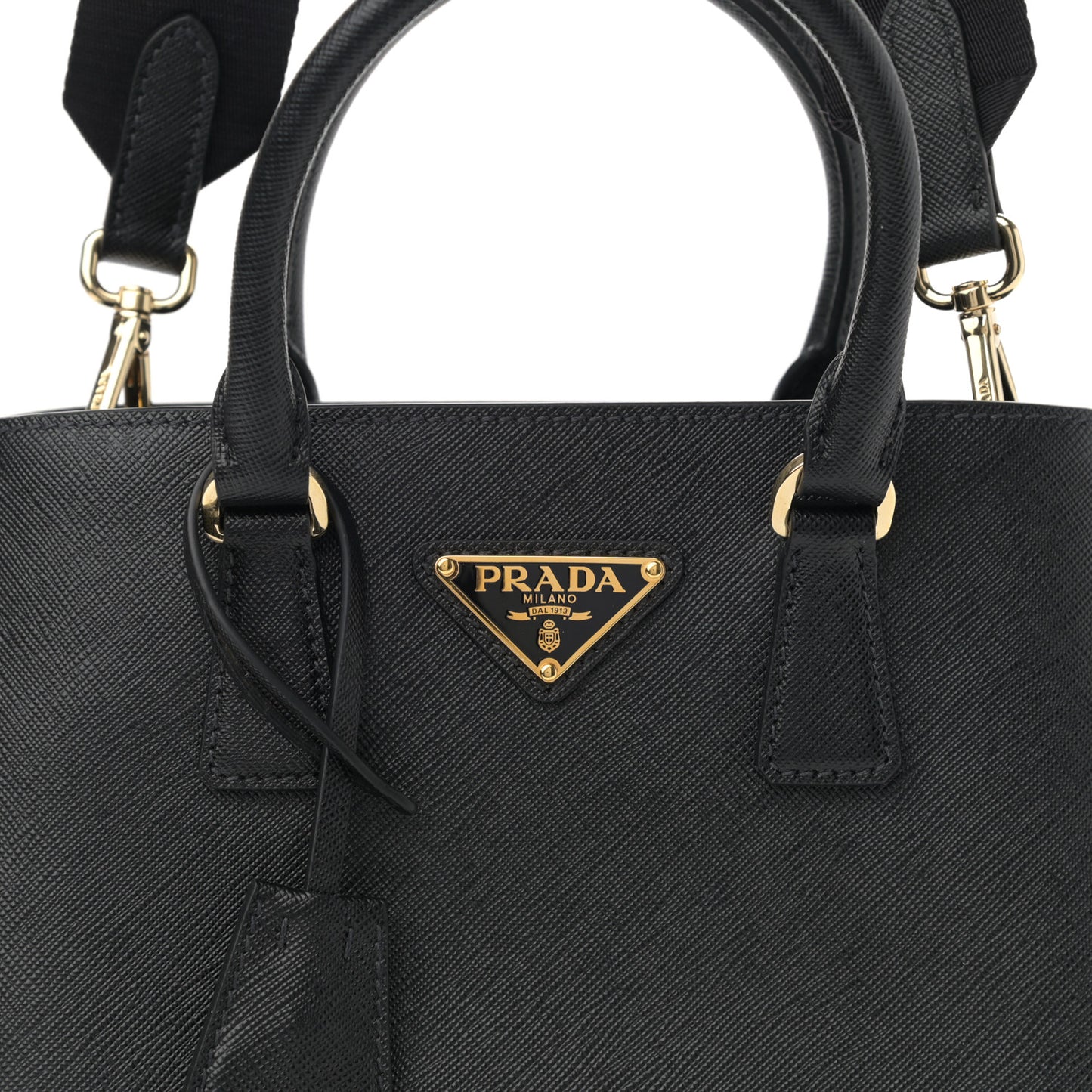 Saffiano Lux Micro Galleria Shoulder Bag Black