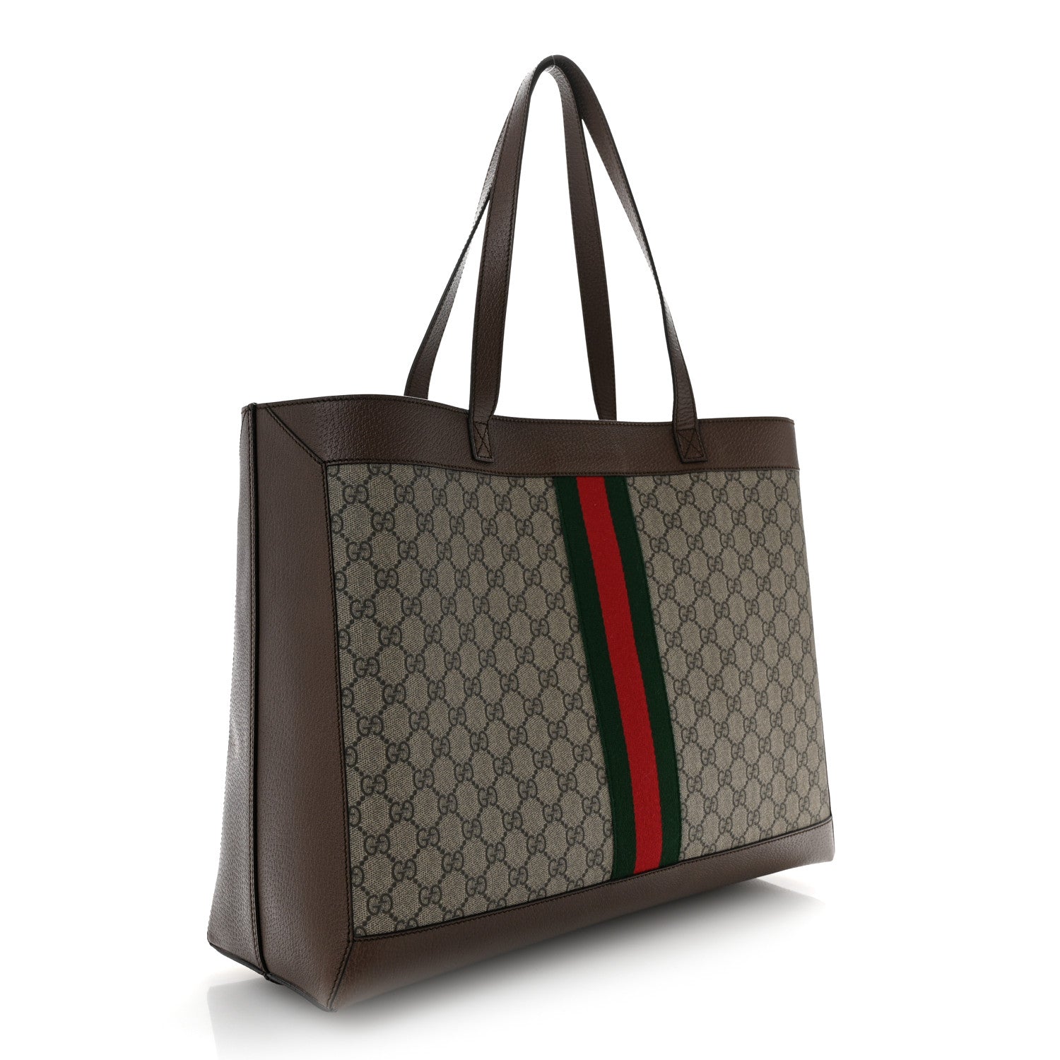 Gucci GG Supreme Monogram Web Ophidia Tote Brown 4 of 13