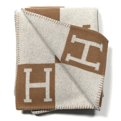 Hermes Wool Cashmere Avalon Blanket Ecru Camel 2 of 3