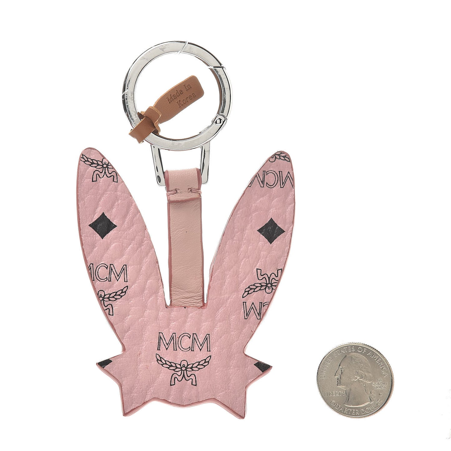 Visetos Calfskin Rabbit Key Ring Pink