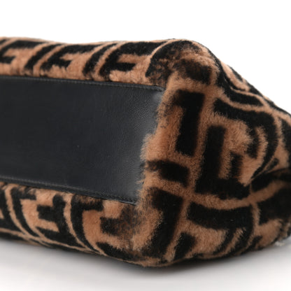 Fendi Shearling Nappa Macro FF 1974 Mini Peekaboo Iconic Satchel Tobacco Black 11 of 11