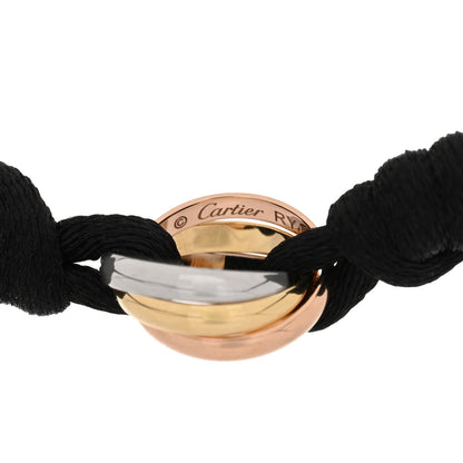 Cartier 18K Pink Yellow White Gold Trinity Adjustable Cord Bracelet Black 3 of 4
